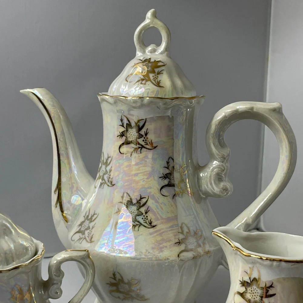 Vintage Coffee Set Japan‎ Lusterware Pot Creamer Sugar